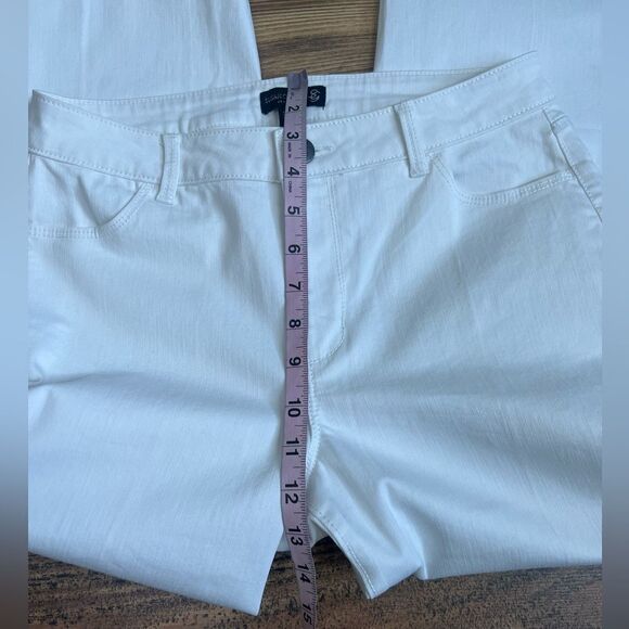 Susan Graver white denim wide leg ankle cropped frayed hem‎ jeans size 2 travel - Picture 6 of 10